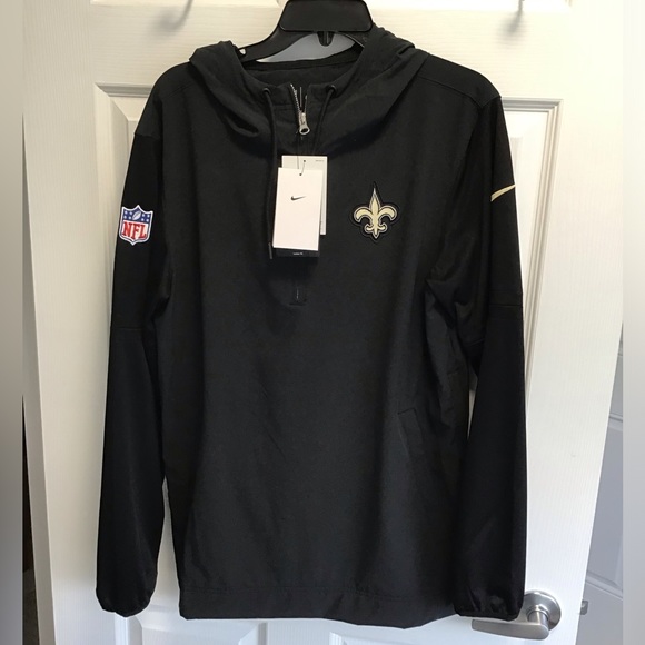 Nike NFL New Orleans Saints Hooded Dri Fit Performance 1/4...